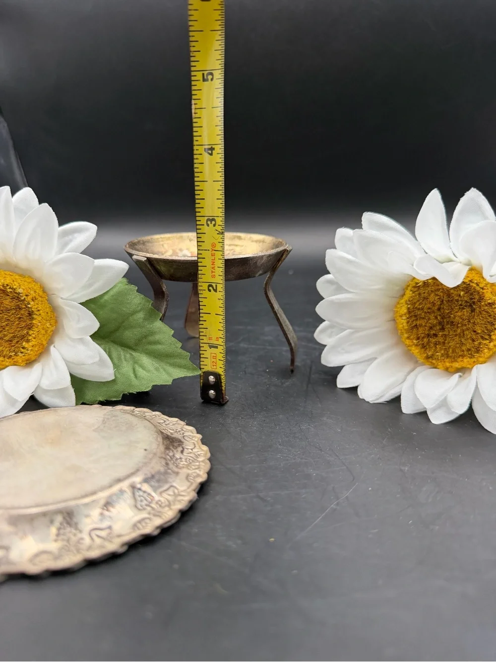 Vintage Ornate Silver Plated Decorative Wine Coasters with Stand- Set of 2